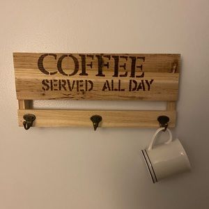 Wood sign with hooks